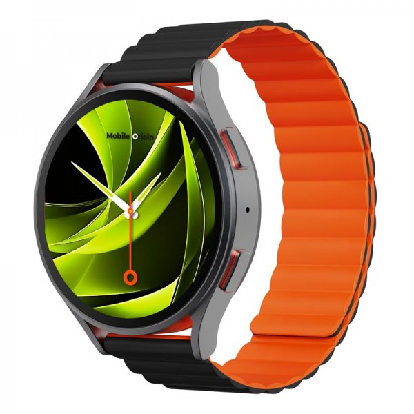 Mobile Origin Samsung Galaxy Watch 8 40/44mm/Classic 46mm Armband Easy Strap Svart Orange
