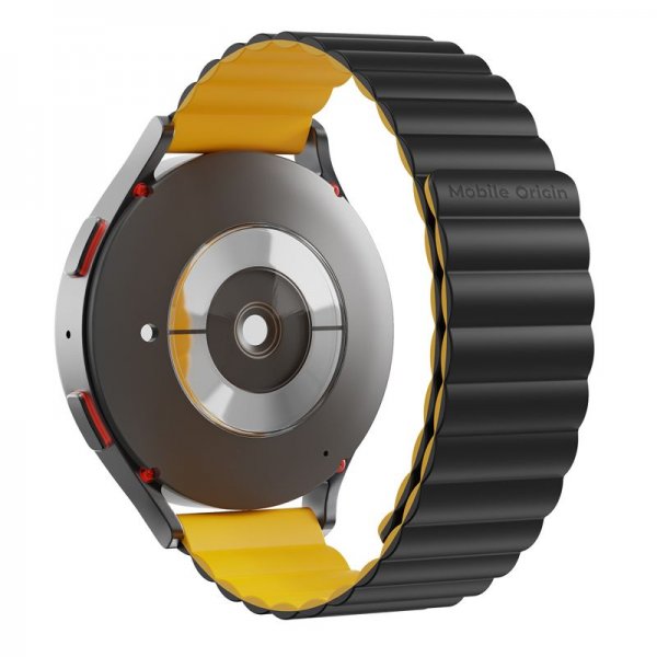 Mobile Origin Samsung Galaxy Watch 20mm Armband Easy Strap Svart Gul