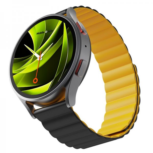 Mobile Origin Samsung Galaxy Watch 20mm Armband Easy Strap Svart Gul