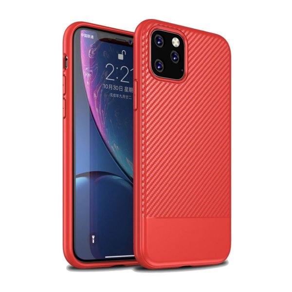 iPhone 11 Pro Max Skal Kolfibermönster Röd
