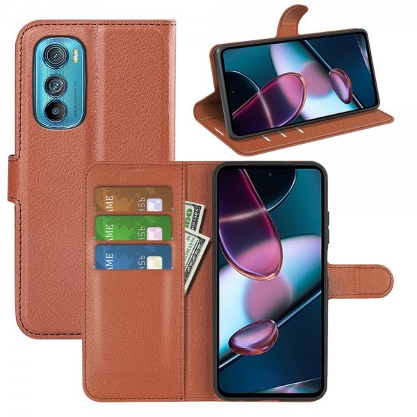 Motorola Edge 30 Fodral Litchi Brun