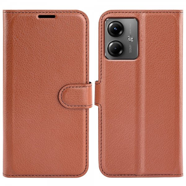 Motorola Moto G14 Fodral Litchi Brun