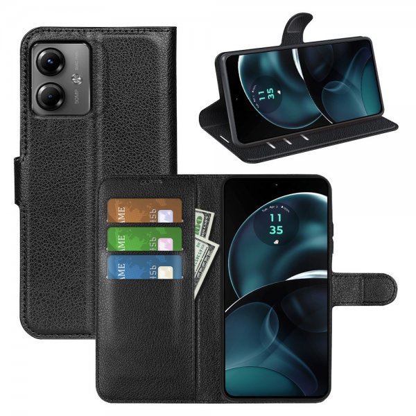 Motorola Moto G14 Fodral Litchi Svart