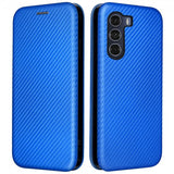 Motorola Moto G200 Fodral Kolfibertextur Blå