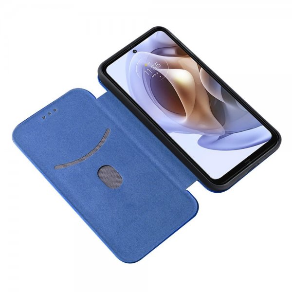 Motorola Moto G200 Fodral Kolfibertextur Blå