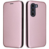 Motorola Moto G200 Fodral Kolfibertextur Roseguld