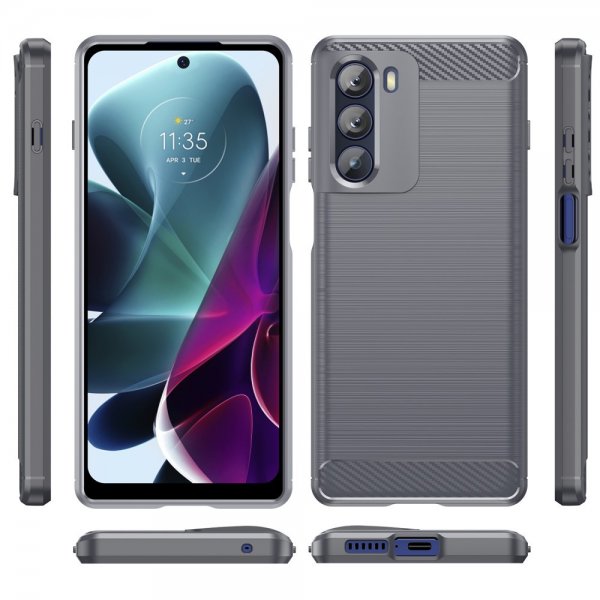 Motorola Moto G200 Skal Borstad Kolfibertextur Grå