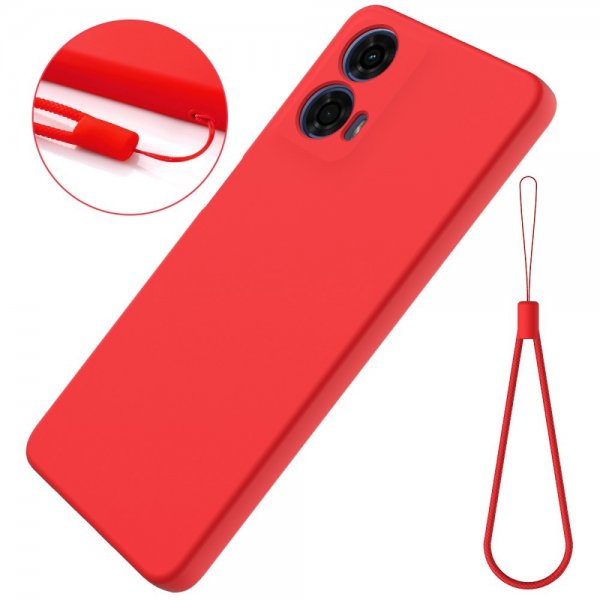 Motorola Moto G24 Power Skal med Strap Silikon Röd
