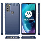 Motorola Moto G71 5G Skal Borstad Kolfibertextur Blå