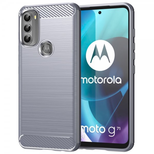 Motorola Moto G71 5G Skal Borstad Kolfibertextur Grå
