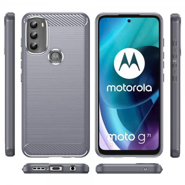 Motorola Moto G71 5G Skal Borstad Kolfibertextur Grå