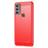 Mofi Motorola Moto G71 5G Skal Borstad Kolfibertextur Röd