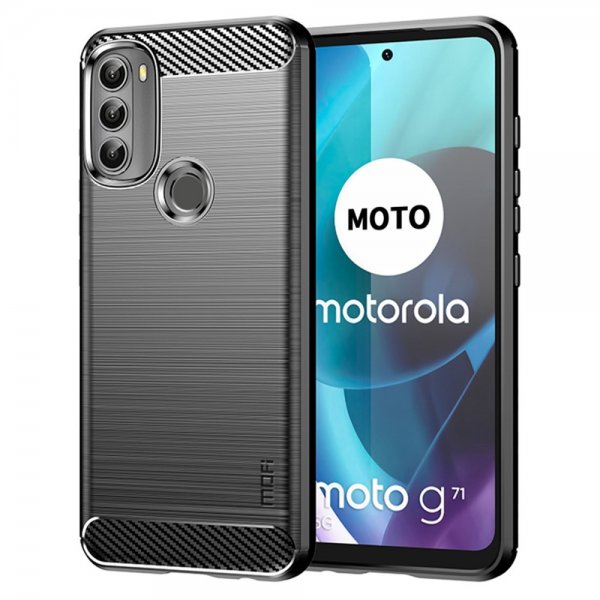 Mofi Motorola Moto G71 5G Skal Borstad Kolfibertextur Svart