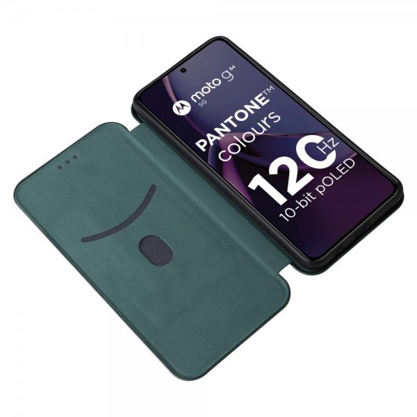 Motorola Moto G84 Fodral Kolfibertextur Grön