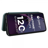 Motorola Moto G84 Fodral Kolfibertextur Grön