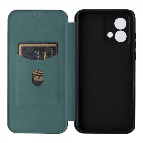 Motorola Moto G84 Fodral Kolfibertextur Grön