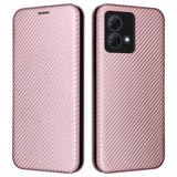 Motorola Moto G84 Fodral Kolfibertextur Roseguld