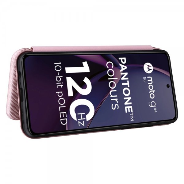 Motorola Moto G84 Fodral Kolfibertextur Roseguld