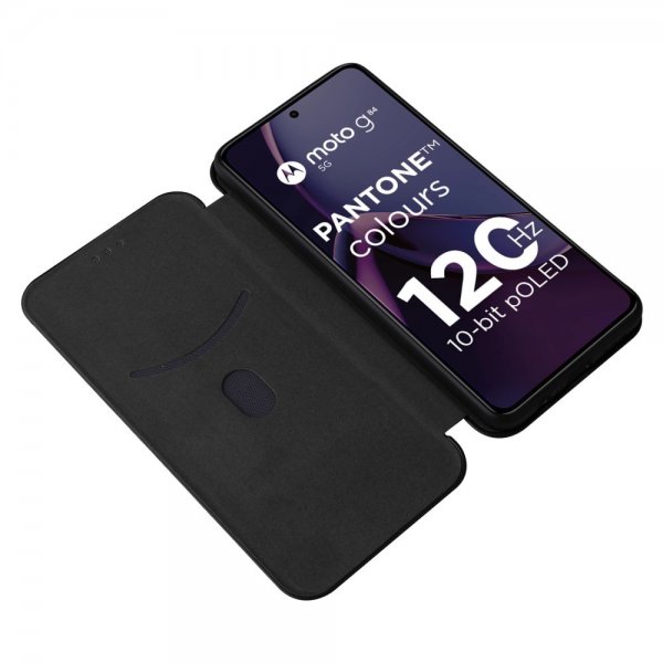 Motorola Moto G84 Fodral Kolfibertextur Svart