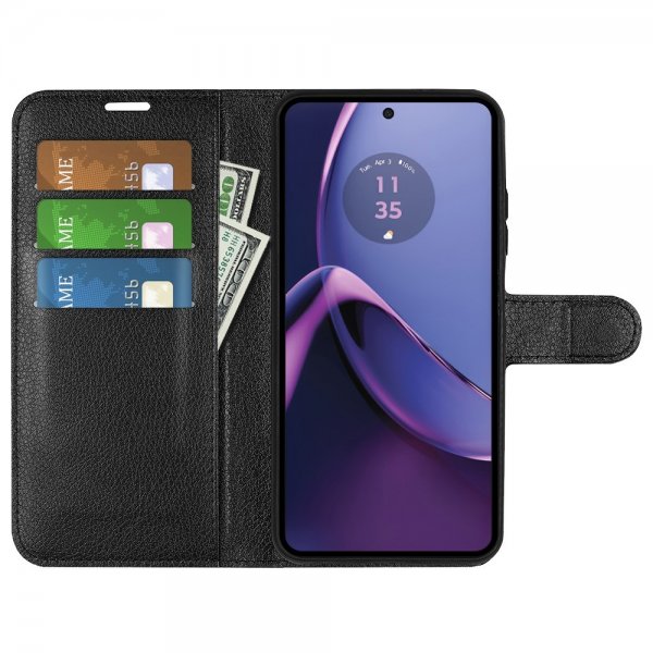 Motorola Moto G84 Fodral Litchi Svart