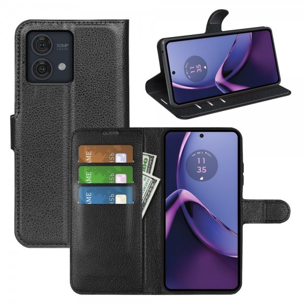 Motorola Moto G84 Fodral Litchi Svart