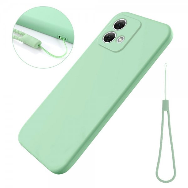 Motorola Moto G84 Skal med Strap Silikon Grön