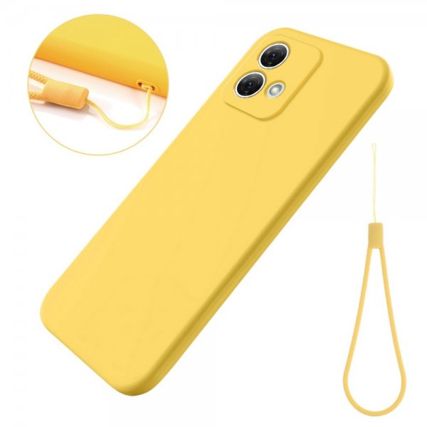 Motorola Moto G84 Skal med Strap Silikon Gul