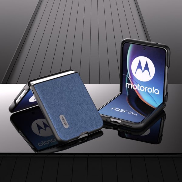 ABEEL Motorola Razr 40 Ultra Skal Äkta Läder Blå