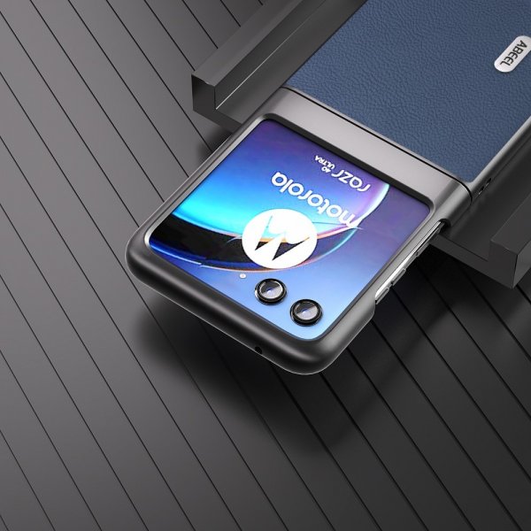 ABEEL Motorola Razr 40 Ultra Skal Äkta Läder Blå