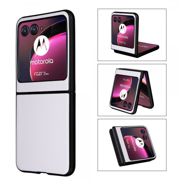 Motorola Razr 40 Ultra Skal Kolfibermönster Vit