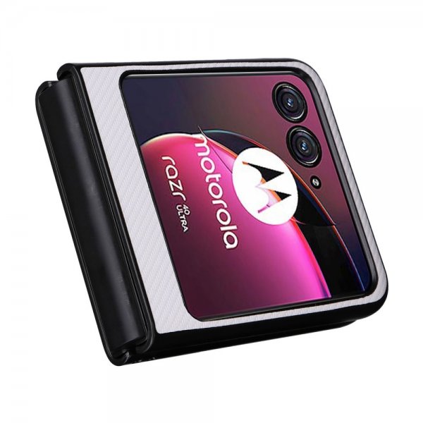 Motorola Razr 40 Ultra Skal Kolfibermönster Vit