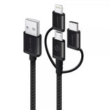 ALOGIC 3-in-1 Kabel Micro USB/Lightning/USB-C 30cm Svart