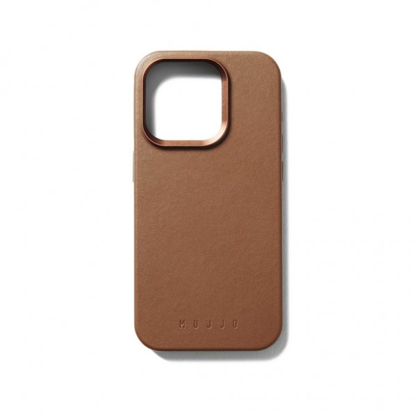 Mujjo iPhone 15 Pro Skal Full Leather Case MagSafe Dark Tan