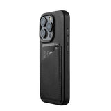 Mujjo iPhone 15 Pro Skal Full Leather Wallet Case MagSafe Svart