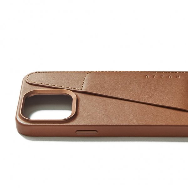 Mujjo iPhone 15 Pro Max Skal Full Leather Wallet Case MagSafe Dark Tan