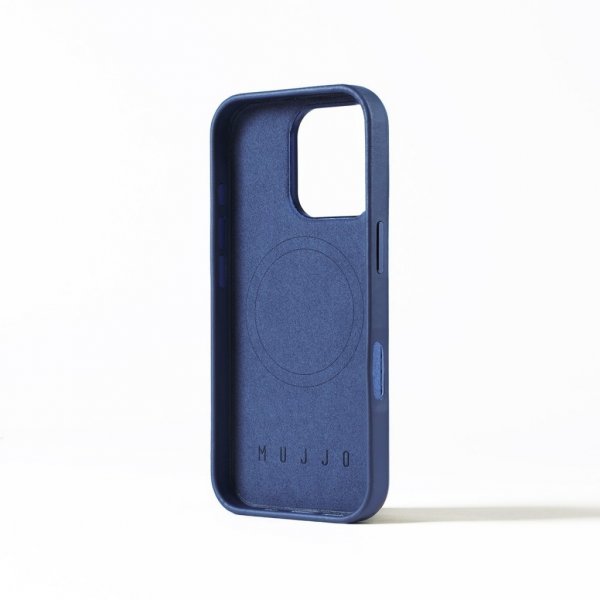 Mujjo iPhone 16 Pro Skal Full Leather Case Monaco Blue