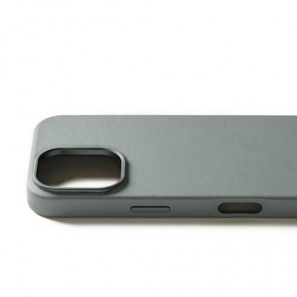 Mujjo iPhone 16 Pro Skal Full Leather Case Green Smoke