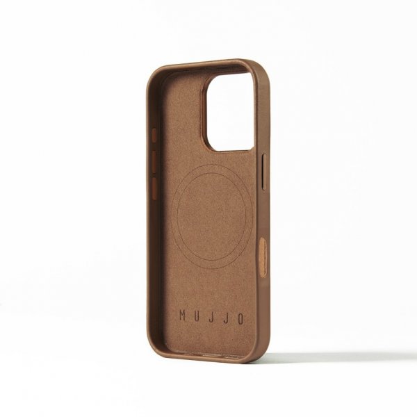 Mujjo iPhone 16 Pro Skal Full Leather Case Dark Tan