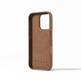 Mujjo iPhone 16 Pro Skal Full Leather Case Dark Tan