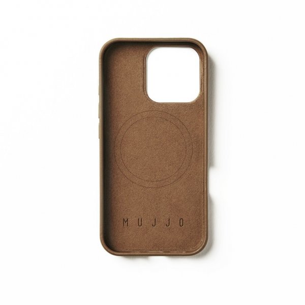 Mujjo iPhone 16 Pro Skal Full Leather Case Dark Tan