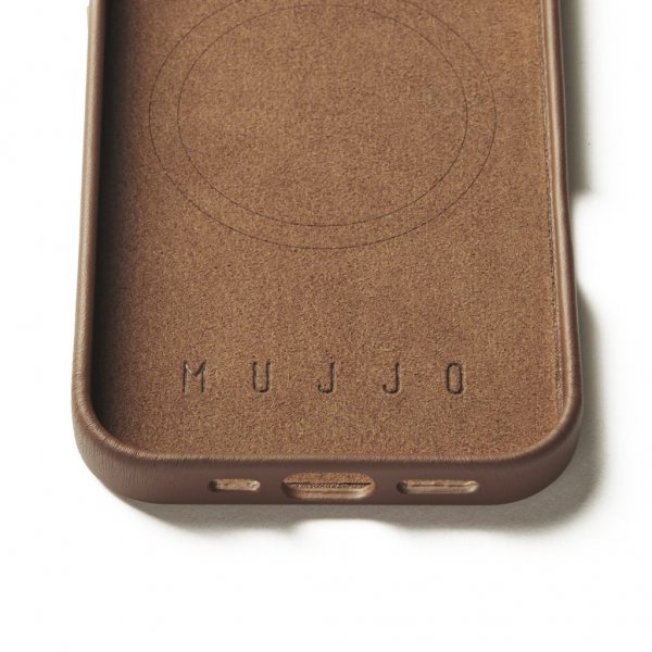 Mujjo iPhone 16 Pro Skal Full Leather Case Dark Tan