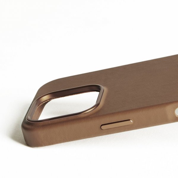 Mujjo iPhone 16 Pro Skal Full Leather Case Dark Tan