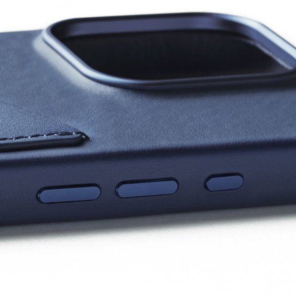 Mujjo iPhone 16 Pro Skal Full Leather Wallet Case Monaco Blue