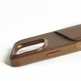 Mujjo iPhone 16 Pro Skal Full Leather Wallet Case Dark Tan
