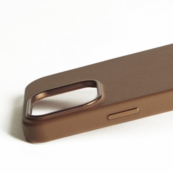 Mujjo iPhone 16 Pro Max Skal Full Leather Case Dark Tan