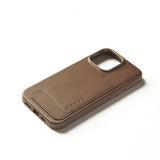 Mujjo iPhone 16 Pro Max Skal Full Leather Wallet Case Dark Tan