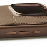 Mujjo iPhone 16 Pro Max Skal Full Leather Wallet Case Dark Tan