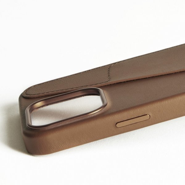 Mujjo iPhone 16 Pro Max Skal Full Leather Wallet Case Dark Tan