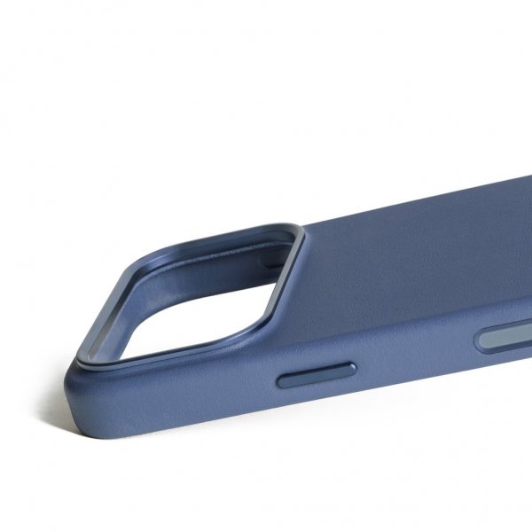 Mujjo iPhone 17 Pro Skal Full Leather Case MagSafe Monaco Blue