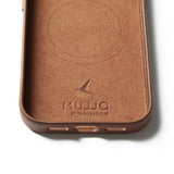 Mujjo iPhone 17 Pro Skal Full Leather Wallet Case MagSafe Tan
